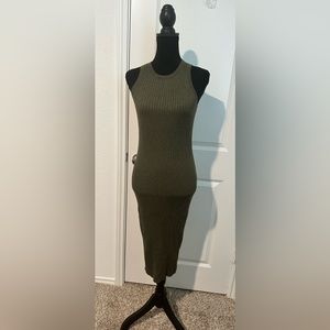 Prologue Army green ribbed tank dress